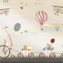 Vintage Hot Air Balloon and Rainbow Wallpaper Mural