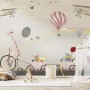 Vintage Hot Air Balloon and Rainbow Wallpaper Mural