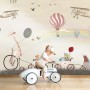 Vintage Hot Air Balloon and Rainbow Wallpaper Mural