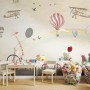 Vintage Hot Air Balloon and Rainbow Wallpaper Mural