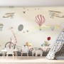 Vintage Hot Air Balloon and Rainbow Wallpaper Mural