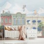 Kids Village Drawing with Cartoon Animals Wallpaper Mural