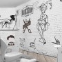Monochrome Barbershop and Haircut Wallpaper Mural
