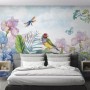 Hydrangea and Peony with Parrot Wallpaper Mural