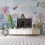 Hydrangea and Peony with Parrot Wallpaper Mural