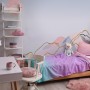 Colorful Mountain with Pink Sun Wallpaper Mural