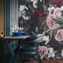 Colorful Floral with Dark Geometric Pattern Wallpaper Mural