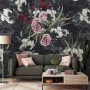 Colorful Floral with Dark Geometric Pattern Wallpaper Mural