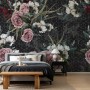 Colorful Floral with Dark Geometric Pattern Wallpaper Mural