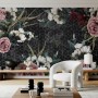 Colorful Floral with Dark Geometric Pattern Wallpaper Mural