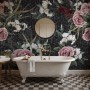 Colorful Floral with Dark Geometric Pattern Wallpaper Mural