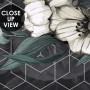 Colorful Floral with Dark Geometric Pattern Wallpaper Mural