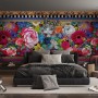 Bohemian Floral Wallpaper with Peony Dianthus Violet Wallpaper Mural