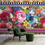 Bohemian Floral Wallpaper with Peony Dianthus Violet Wallpaper Mural