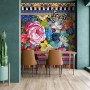 Bohemian Floral Wallpaper with Peony Dianthus Violet Wallpaper Mural