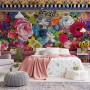 Bohemian Floral Wallpaper with Peony Dianthus Violet Wallpaper Mural