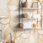 Golden Look Stylish Leaf  Line Art Wallpaper Mural