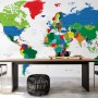Kids Colorful Political World Map Wallpaper Mural