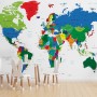 Kids Colorful Political World Map Wallpaper Mural