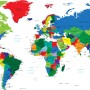 Kids Colorful Political World Map Wallpaper Mural