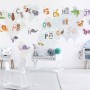 Kids Alphabet World Map with Cartoon Animals Wallpaper Mural