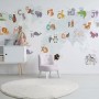 Kids Alphabet World Map with Cartoon Animals Wallpaper Mural