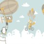 Big Air Balloon with Cute Animals Wallpaper Mural