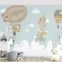 Big Air Balloon with Cute Animals Wallpaper Mural