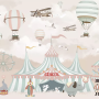 Kids Cartoon Circus with Hot Air Balloon Wallpaper Mural