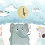 Cute Cartoon Animals with a Balloon Wallpaper Mural