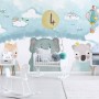 Cute Cartoon Animals with a Balloon Wallpaper Mural