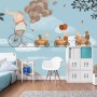 Elephant on Bicycle with Cute Animals Wallpaper Mural