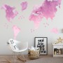 Kids Pink World Maps with Little Fishes Wall Decal Sticker