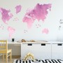 Kids Pink World Maps with Little Fishes Wall Decal Sticker