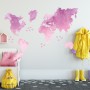 Kids Pink World Maps with Little Fishes Wall Decal Sticker