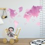 Kids Pink World Maps with Little Fishes Wall Decal Sticker