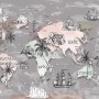 Kids World Map with Famous Landmarks Wallpaper Mural