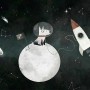 Kids Space Dog with Moon and Rockets Wallpaper Mural