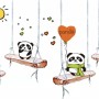 Swinging Panda Bears Wallpaper Mural