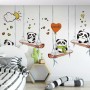 Swinging Panda Bears Wallpaper Mural