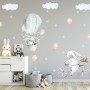 Kids Cartoon Rabbit with Balloons and Snowflake Wall Decal Sticker