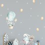 Kids Cartoon Rabbit with Balloons and Snowflake Wall Decal Sticker