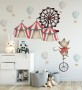 Kids Watercolor Circus Amusement Park with Little Hot Air Balloon Wall Decal Sticker