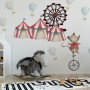 Kids Watercolor Circus Amusement Park with Little Hot Air Balloon Wall Decal Sticker