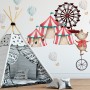 Kids Watercolor Circus Amusement Park with Little Hot Air Balloon Wall Decal Sticker