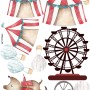 Kids Watercolor Circus Amusement Park with Little Hot Air Balloon Wall Decal Sticker