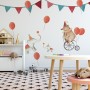 Kids Circus Cartoon Bear and Elephants Wall Decal Sticker