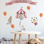 Kids Watercolor Circus with Cute Bear Fox Elephant Panda Wall Decal Sticker