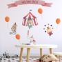 Kids Watercolor Circus with Cute Bear Fox Elephant Panda Wall Decal Sticker