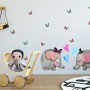Kids Cute Elephant and Little Butterfly Wall Decal Sticker